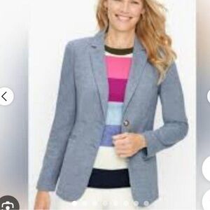 Talbots Blazer - blue/white print 100% cotton fully lined button closure